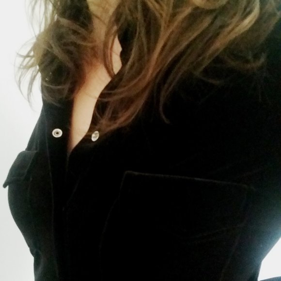 1990's Black Velvet Maxi Dress with Snap Buttons - Picture 4 of 7